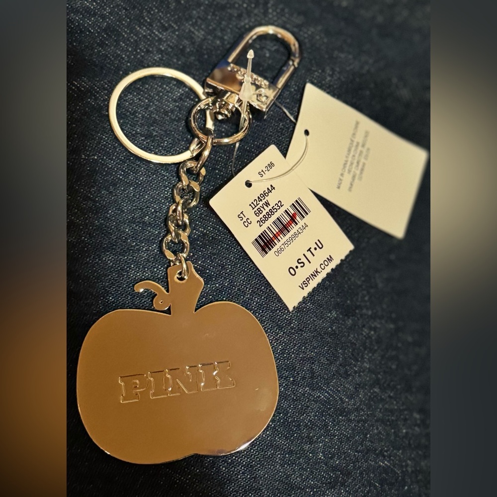 Victoria's Secret PINK Halloween Logo Keychain Charm (Orange/Yellow) - NWT - Picture 2 of 4